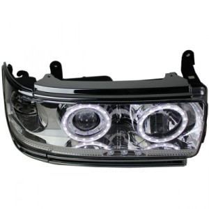 Paire phares Angel eyes Toyota land cruiser HDJ 80 chrome blanc