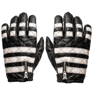 Gant cuir Fogy Black And White Striped pour moto motard couleur black