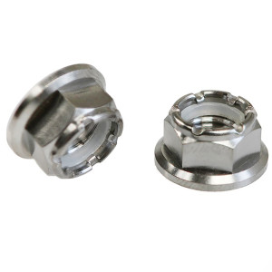 Ecrou frein taille basse en titane nylstop à embase diamètre M10 pas fin de 1.25mm - Grade 5 TA6V