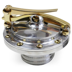 Bouchon de réservoir moto vintage à charnière en aluminium et laiton poli 