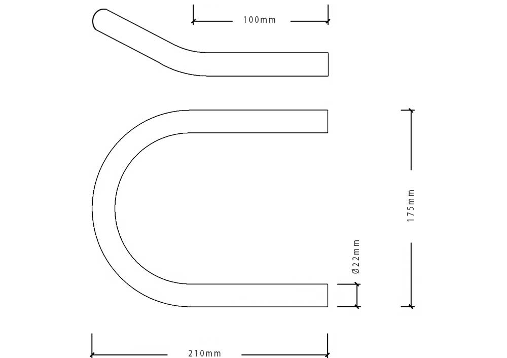 Boucle de cadre moto à souder - tube acier Ø22 mm avec ruban LED étanche  largeur extérieur du cintre 175mm