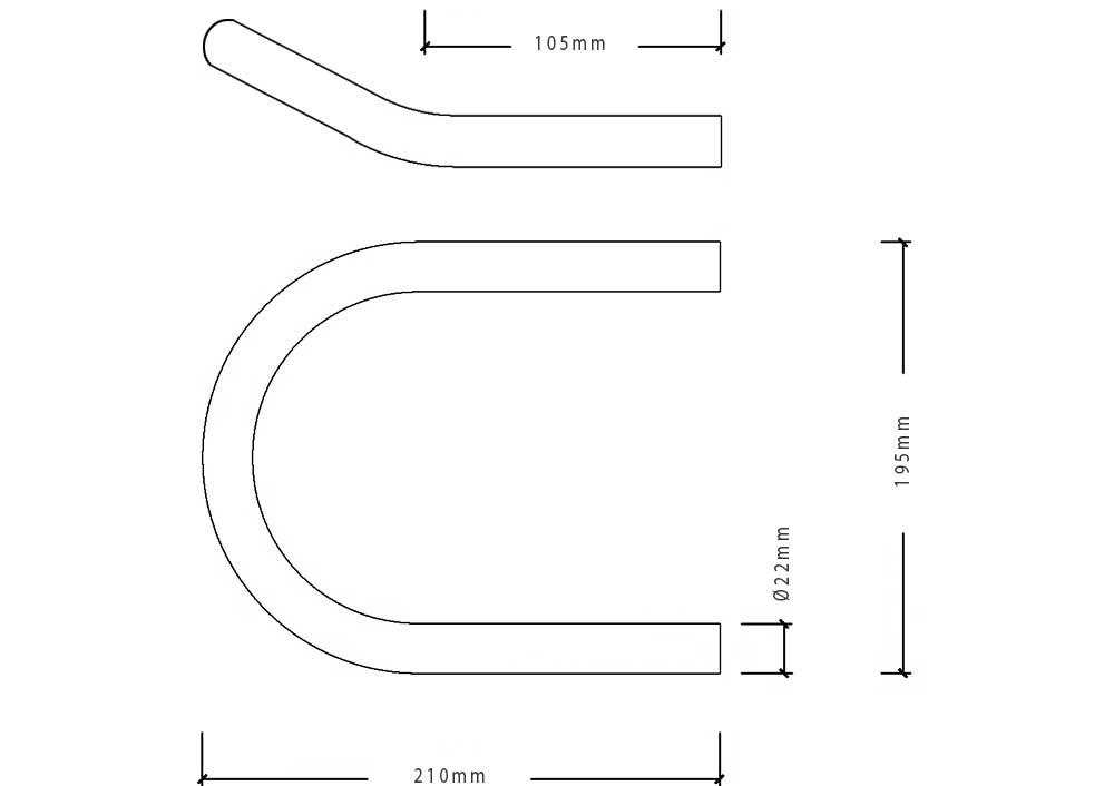Dimension de boucle a souder largeur extérieur du cintre 195mm
