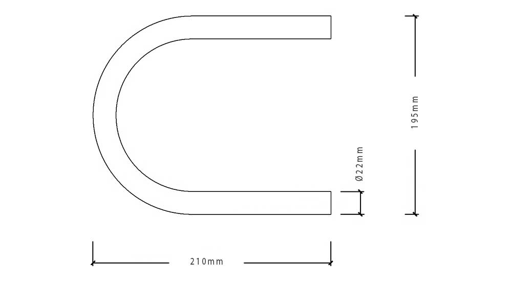 Dimension de boucle droite a souder largeur extérieur du cintre 195m