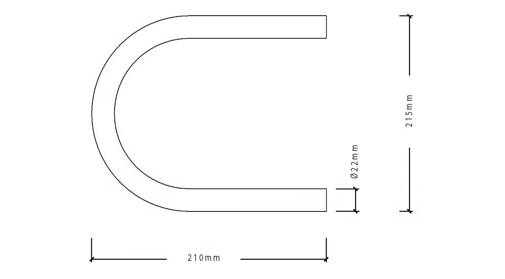 Dimension de boucle droite a souder largeur extérieur du cintre 175m